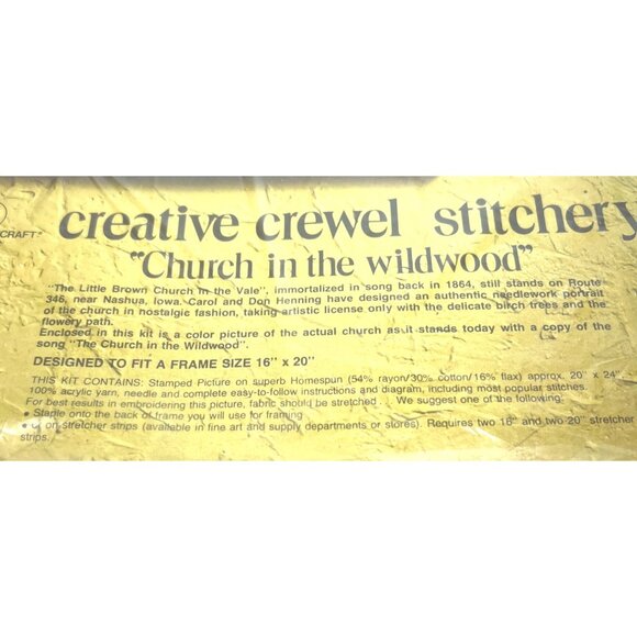 Creative Crewel Stitchery Kit "Church In The Wildwood" 16"x20" Design 100% Acryl - Picture 3 of 5